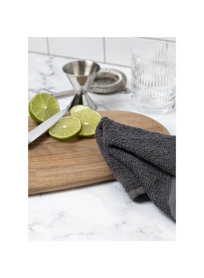 Mukitchen 3-Piece Ribbed Terry Bar Mop Towels Slate Grey 16 x 18 Inch 6620-1817 - Image 3